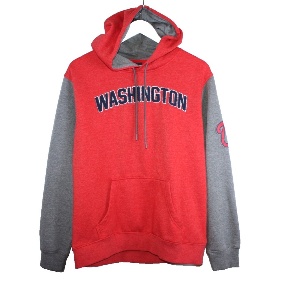 Majestic Hoodie Mens Medium Red Washington Nationals Sweatshirt Hooded Sweater